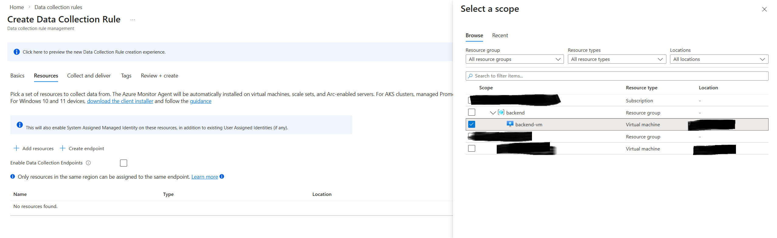 Selecting the data source — the VM to monitor